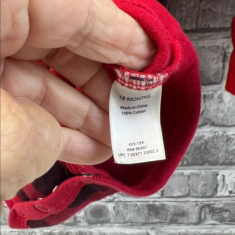 OshKosh B'gosh Red and Black‎ Plaid Baby Onesie